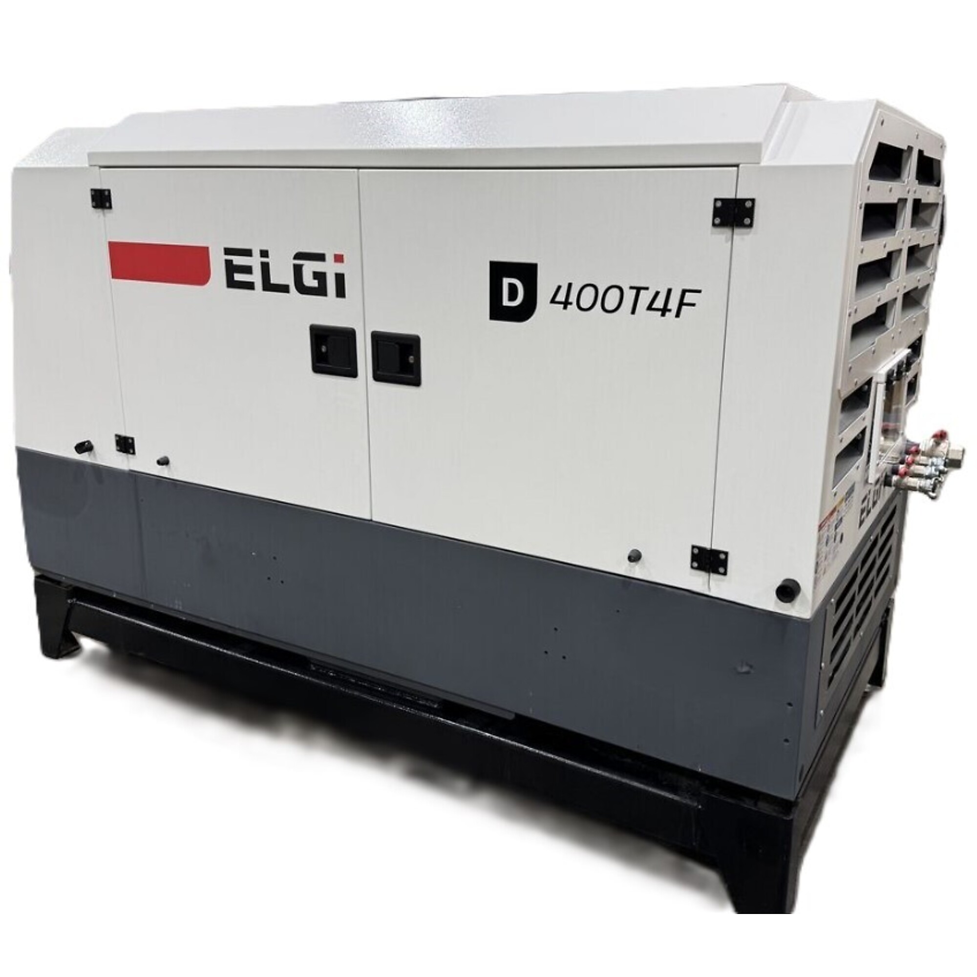ELGI Skid Mount Portable Rotary Screw Air Compressor, 130 HP, Cummins Engine, 400 cfm Dual Pressure, Model #D400T4F-S